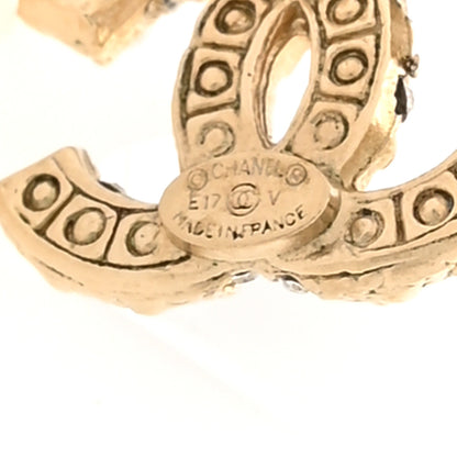 Chanel Pearl Crystal CC Stud Earrings Gold 4 of 4