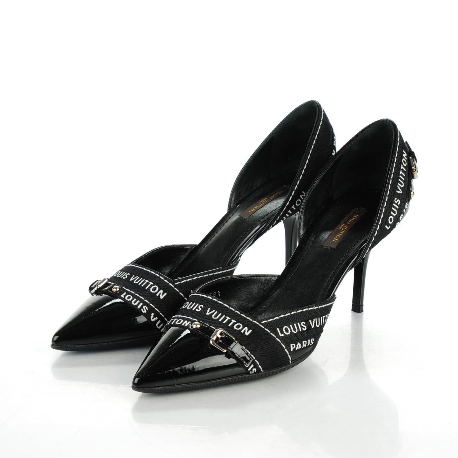 Louis Vuitton Patent Ribbon Pumps 38.5 Black 3 of 9