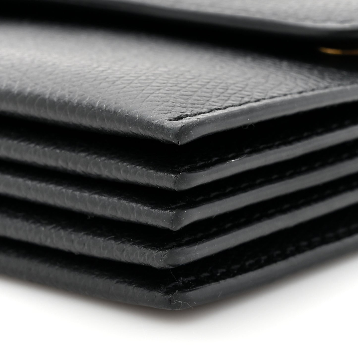 Grained Calfskin Saddle 5-Gusset Card Holder Black