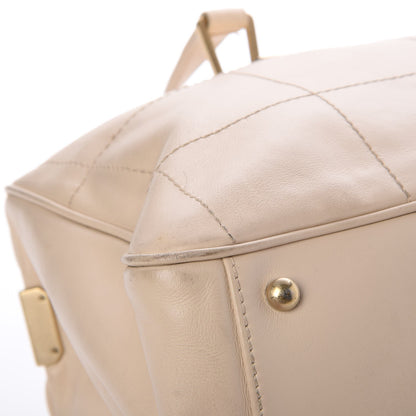 Chanel Caviar Square Stitched Bowler Tote Bag White 10 of 11