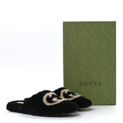 Gucci Shearling Interlocking G Womens Eileen Slippers 37.5 Black Butterscotch 8 of 8