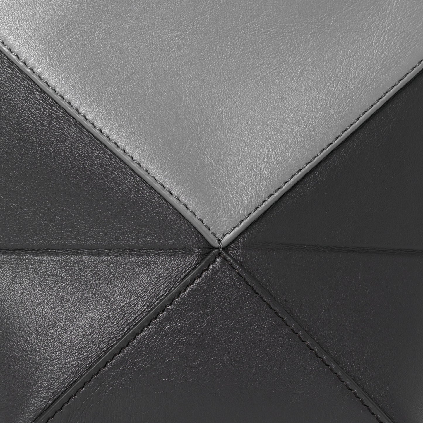 Shiny Calfskin Mini Puzzle Fold Tote Pearl Grey Dark Grey