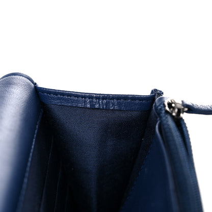 Chanel Lambskin Quilted CC Crossing Wallet On Chain WOC Blue 15 of 23