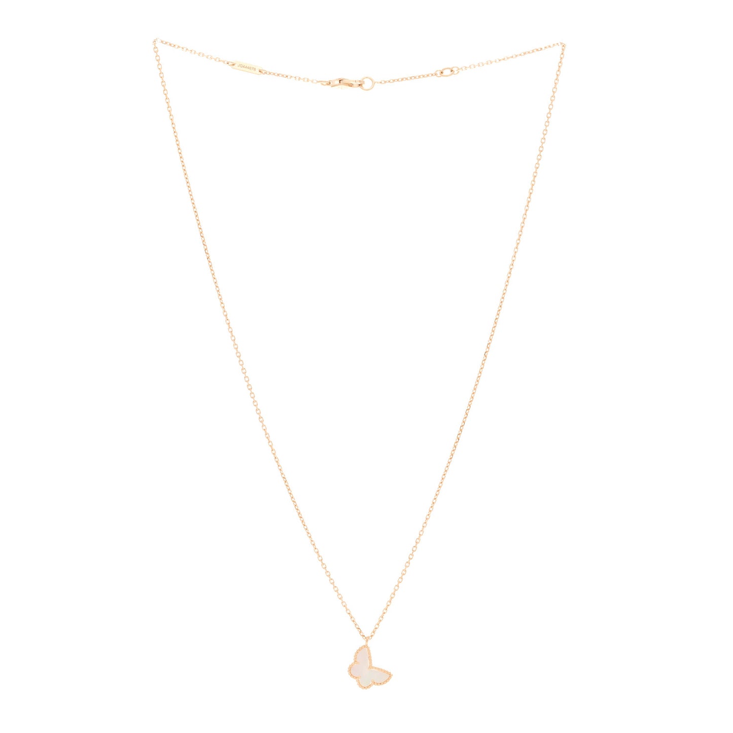 18K Yellow Gold Mother of Pearl Sweet Alhambra Butterfly Pendant Necklace