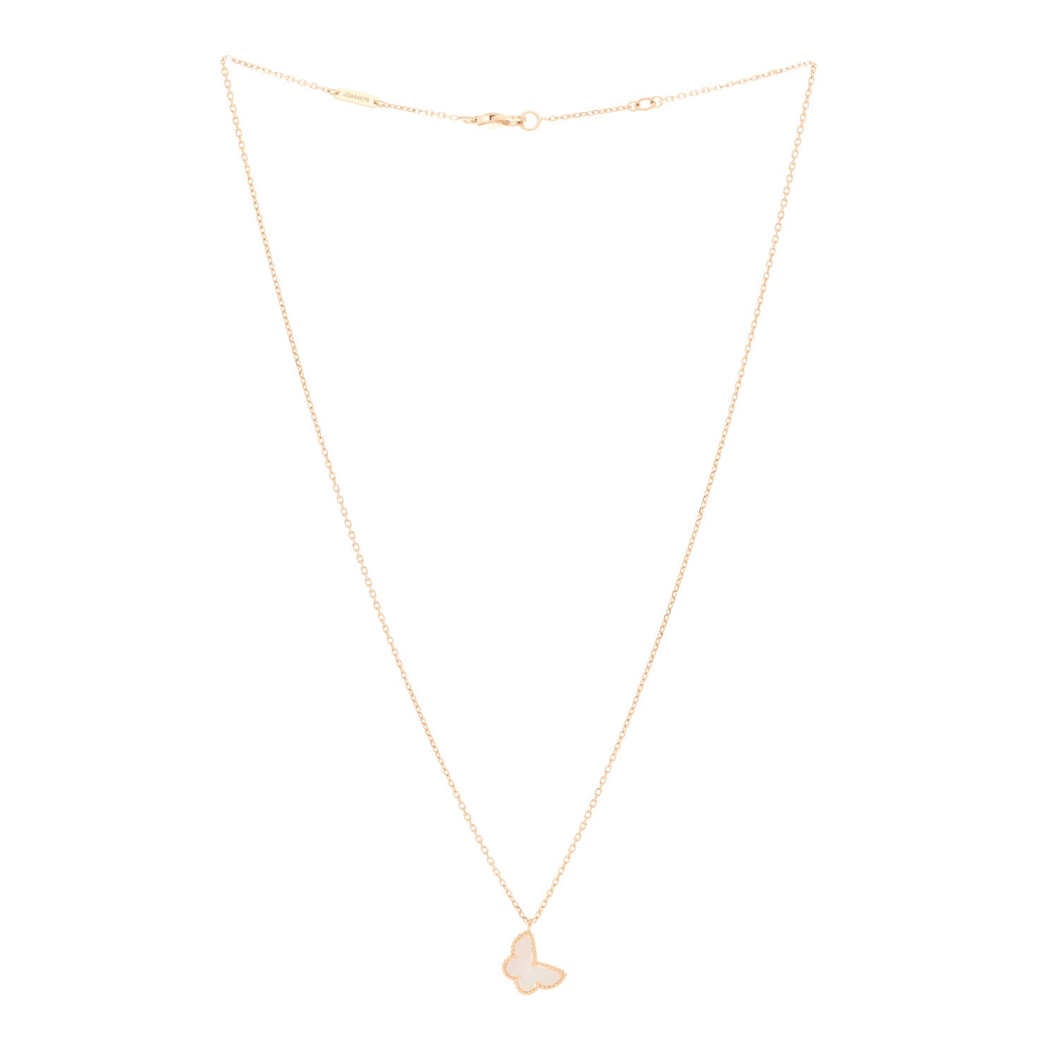 Van Cleef & Arpels 18K Yellow Gold Mother of Pearl Sweet Alhambra Butterfly Pendant Necklace 3 of 5