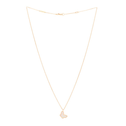 Van Cleef & Arpels 18K Yellow Gold Mother of Pearl Sweet Alhambra Butterfly Pendant Necklace 3 of 5