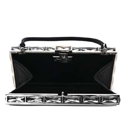 Judith Leiber Crystal Trim Satin Evening Bag Clutch Black 4 of 10