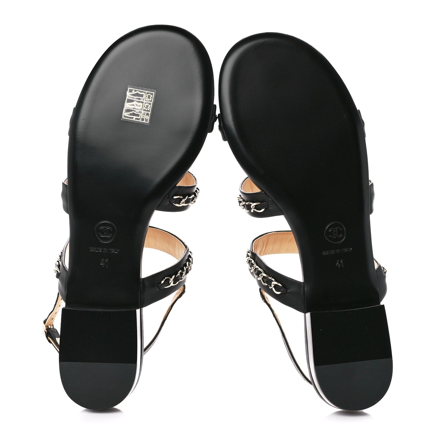 Lambskin Chain Sandals 41 Black