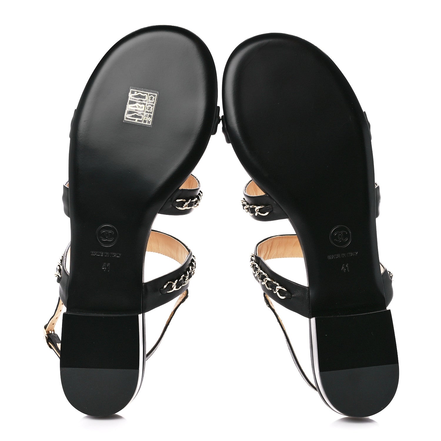 Chanel Lambskin Chain Sandals 41 Black 5 of 9