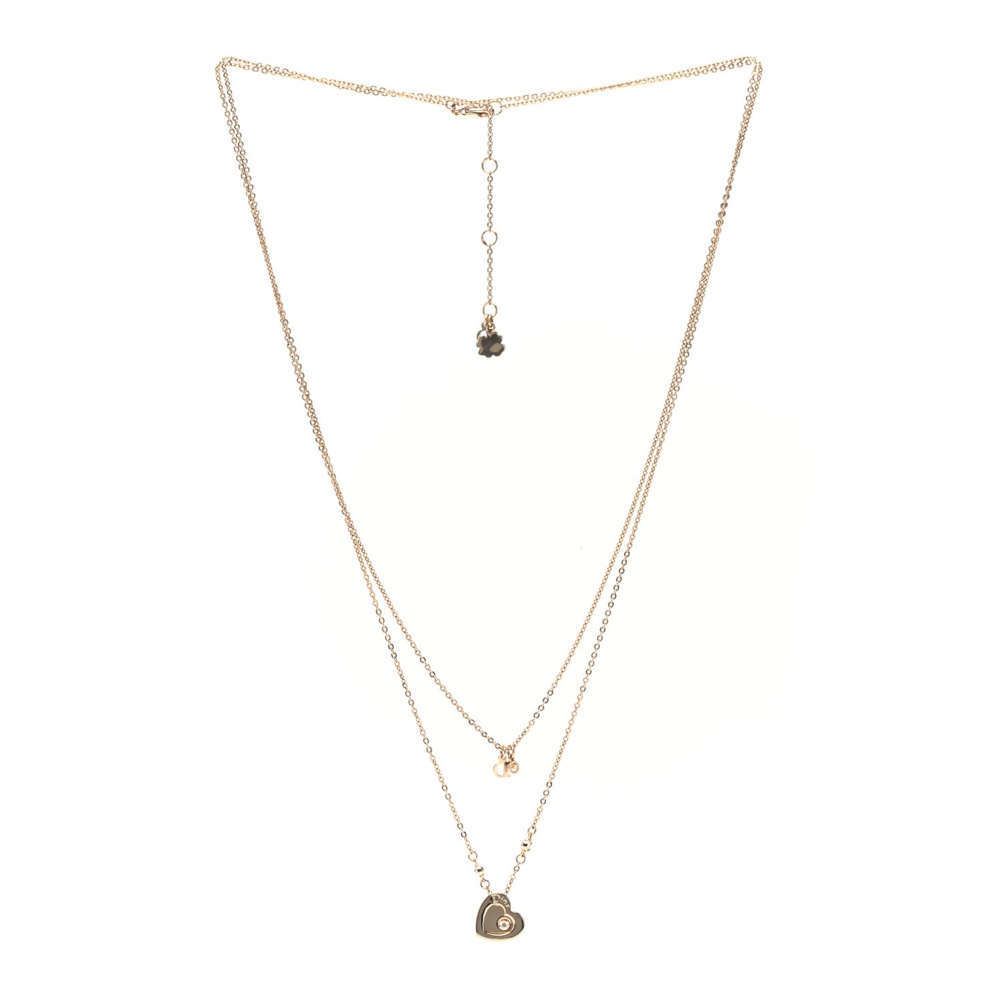 Crystal Heart Multi Strand Necklace Gold