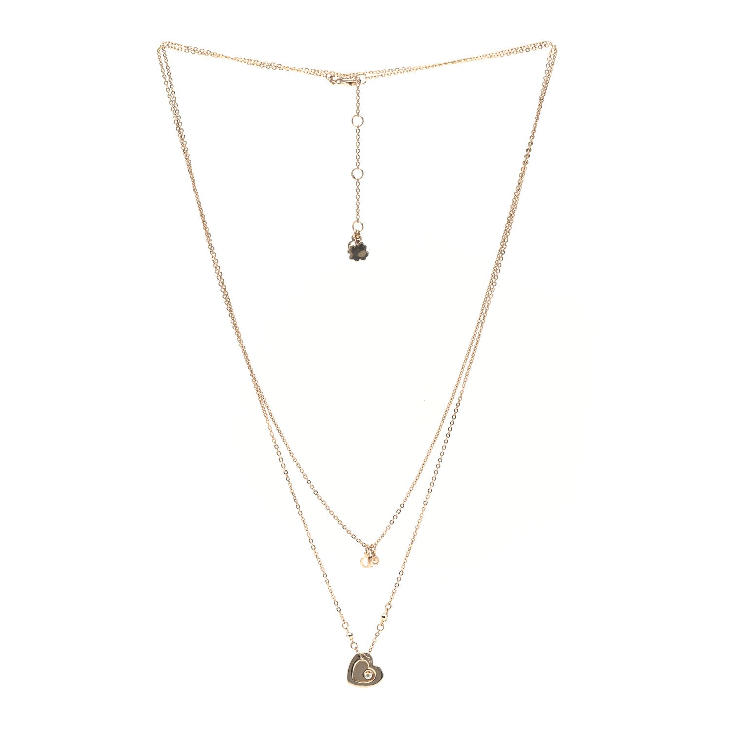 Christian Dior Crystal Heart Multi Strand Necklace Gold 3 of 5