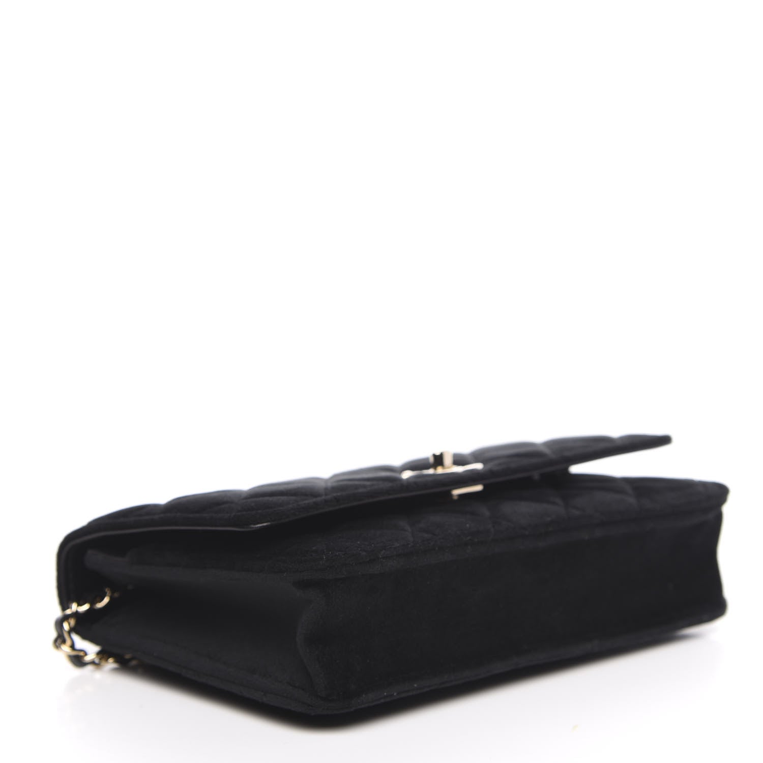 Chanel Velvet Quilted Pearl Crush Wallet On Chain WOC Black 4 of 12