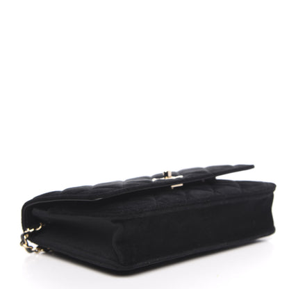 Chanel Velvet Quilted Pearl Crush Wallet On Chain WOC Black 4 of 12