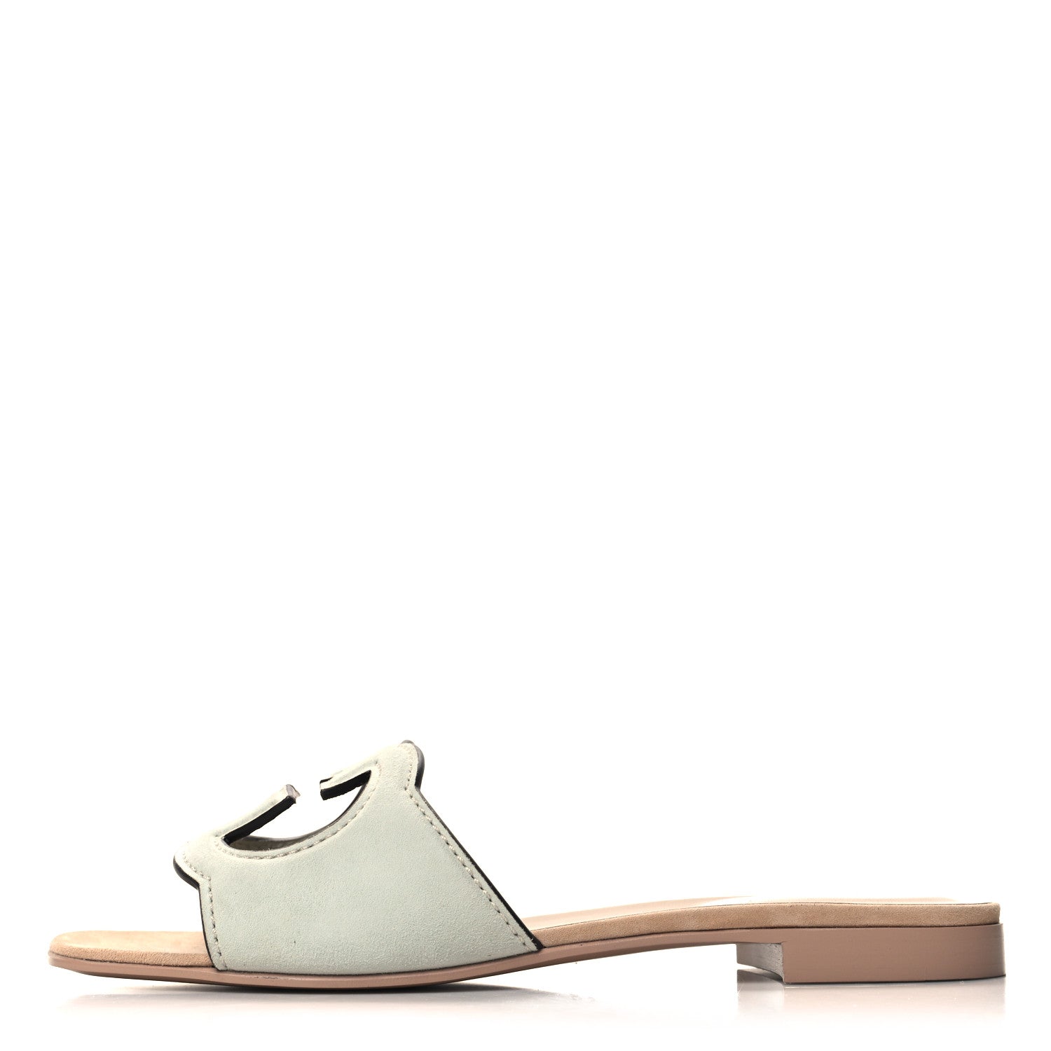 Gucci Kid Scamosciato Interlocking G Cut Out Slide Sandals 39 Salvy Green 1 of 8