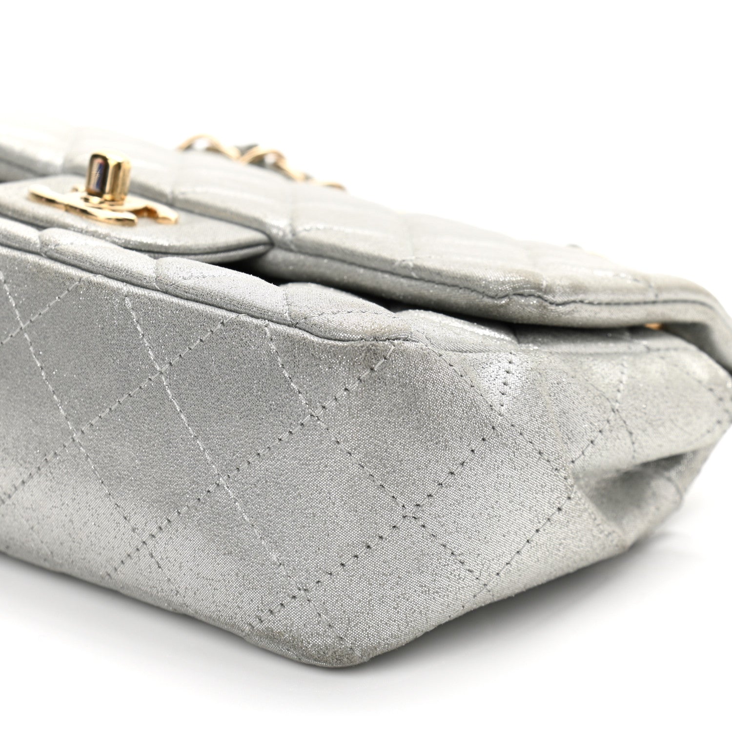 Chanel Iridescent Calfskin Quilted Mini Rectangular Flap Silver 6 of 11