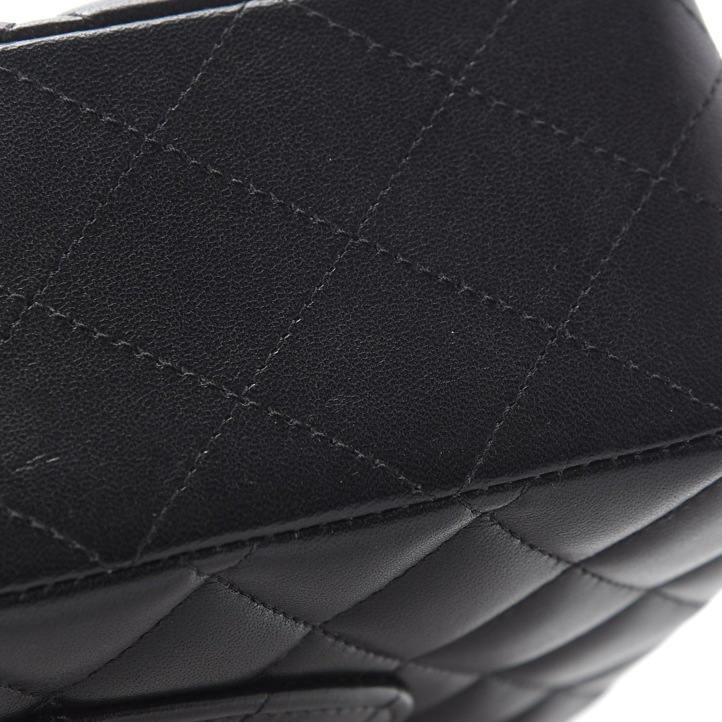 Lambskin Quilted Medium Double Flap Black