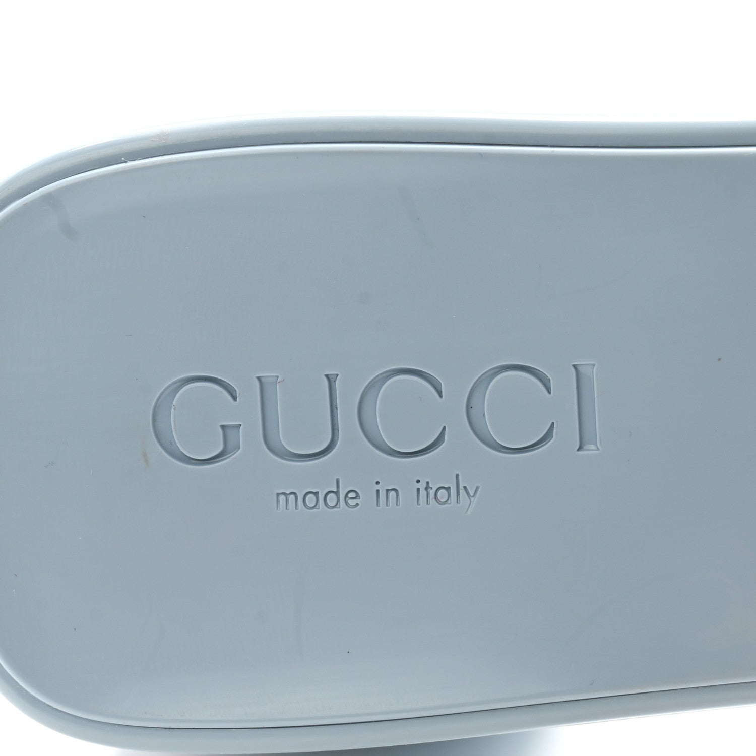 Gucci Rubber Gucci Logo Womens Platform 20/60mm Slide Sandals Porcelain Light Blue 6 of 12