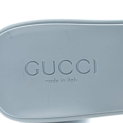 Gucci Rubber Gucci Logo Womens Platform 20/60mm Slide Sandals Porcelain Light Blue 6 of 12