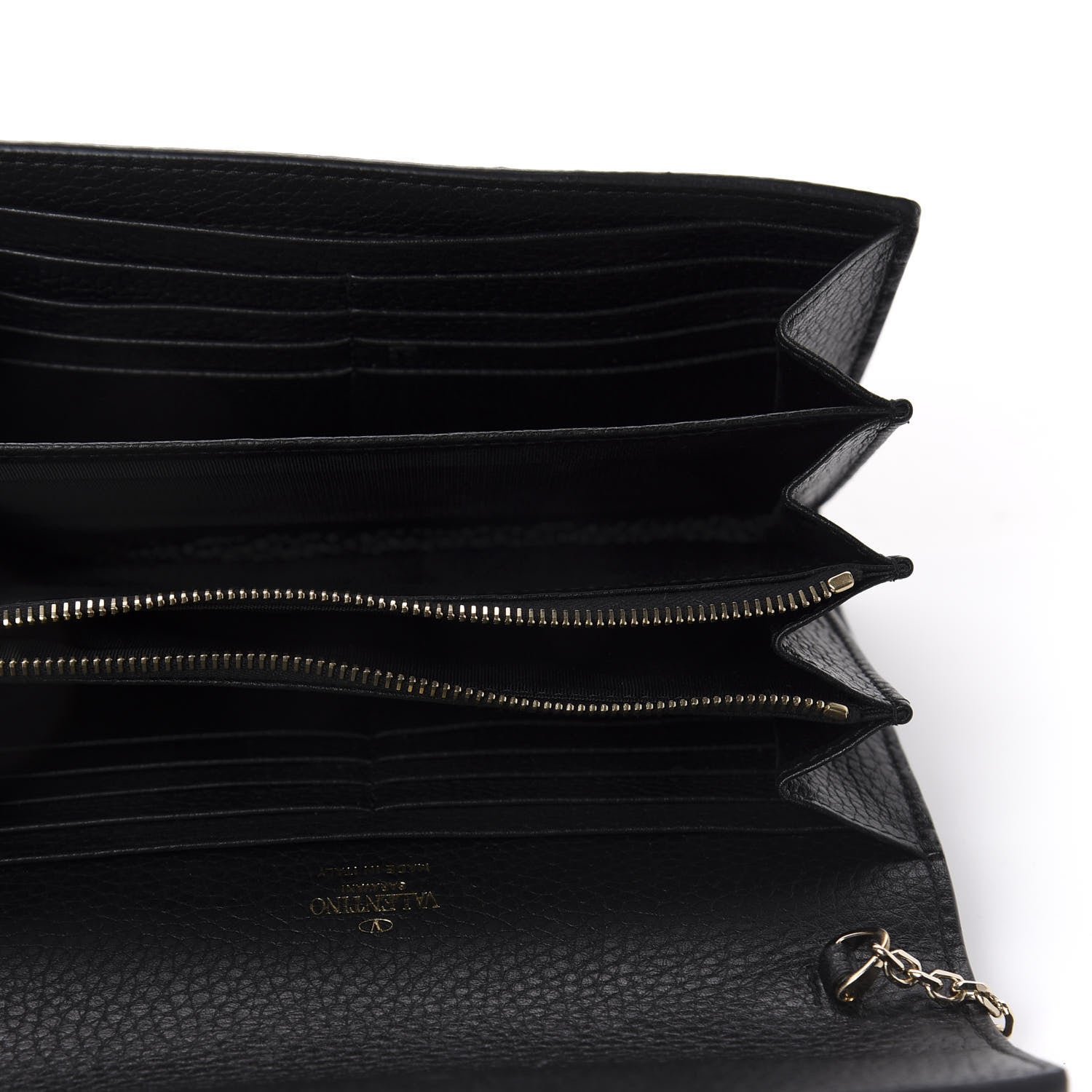 Valentino Garavani Pebbled Calfskin Rockstud Envelope Wallet on Chain Black 4 of 10