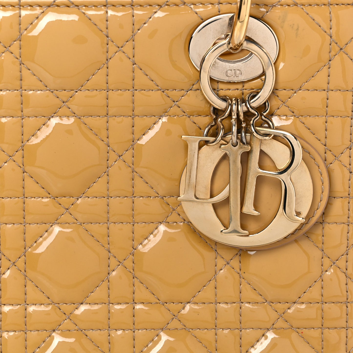 Patent Cannage Medium Lady Dior Beige