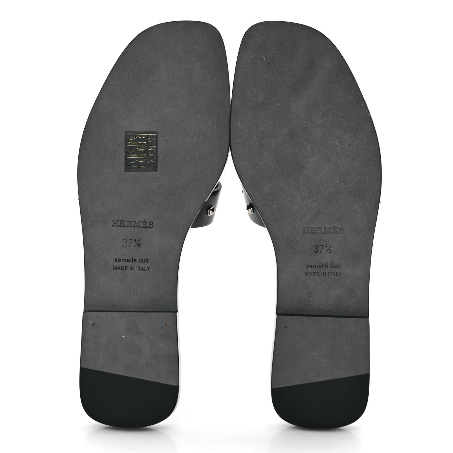Calfskin Studded Oran Sandals 37.5 Black