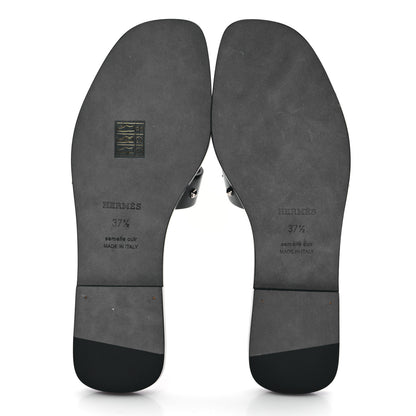 Hermes Calfskin Studded Oran Sandals 37.5 Black 6 of 10