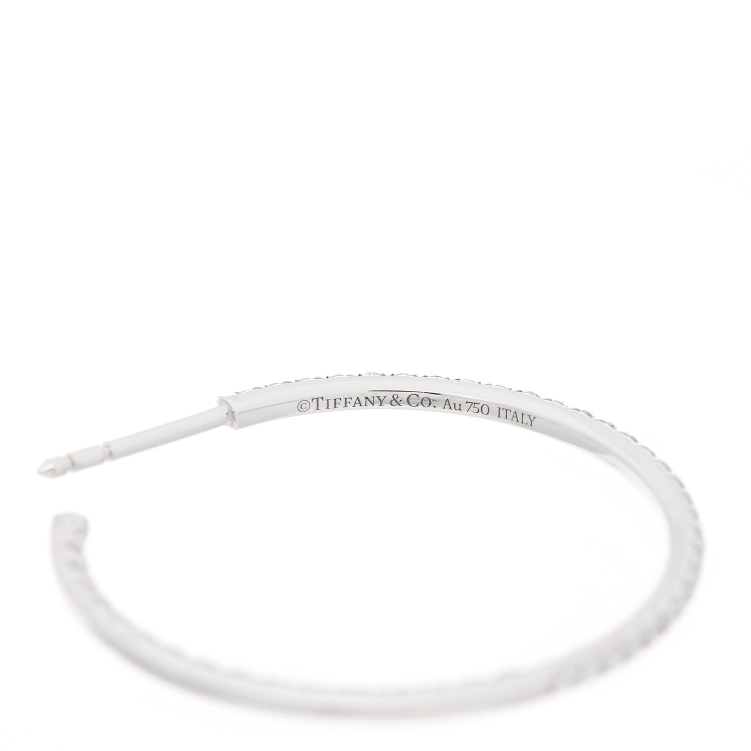 Tiffany 18K White Gold Diamond Large Metro Hoop Earrings 4 of 6
