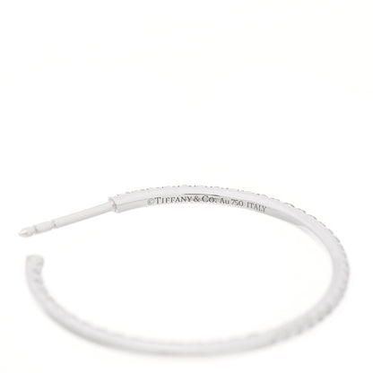 Tiffany 18K White Gold Diamond Large Metro Hoop Earrings 4 of 6