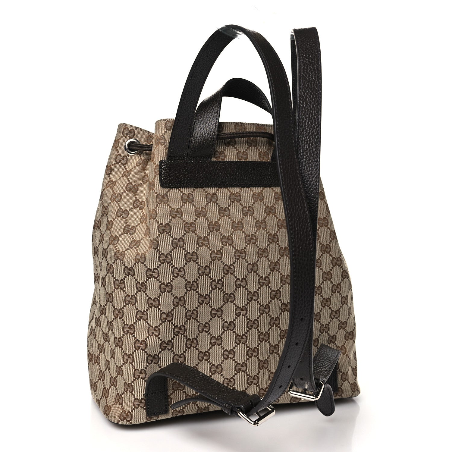 Gucci Monogram Dollar Calfskin O Drawstring Backpack Beige Ebony Testa di Moro Dark Chocolate 3 of 10