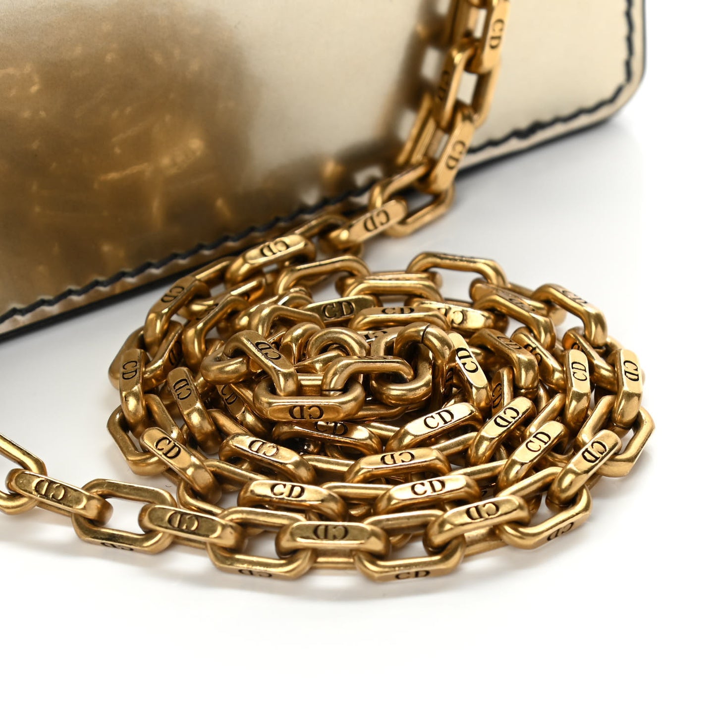 Metallic Calfskin J'Adior Chain Flap Bag Bronze