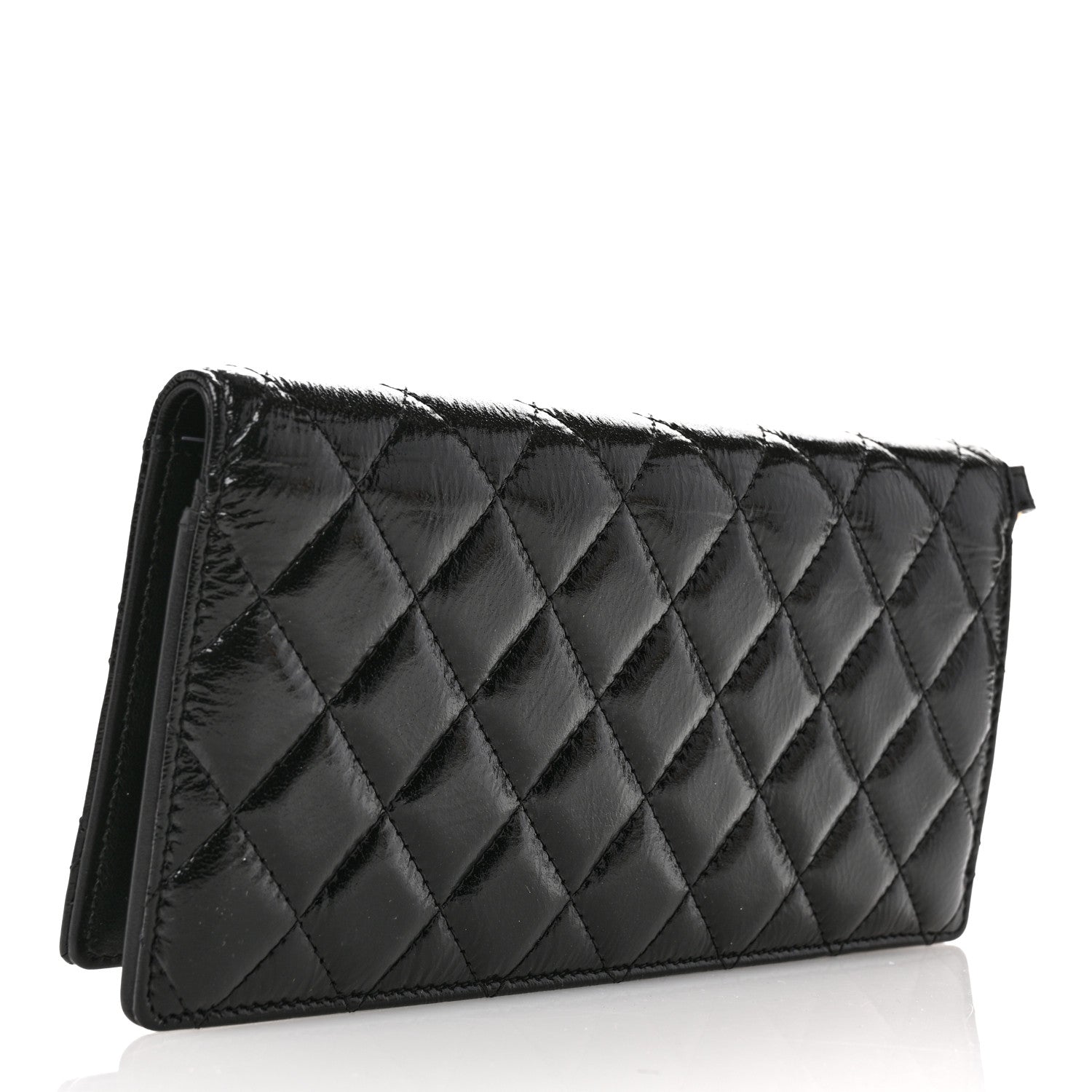Chanel Shiny Calfskin Quilted Flap Wallet Black 3 of 7