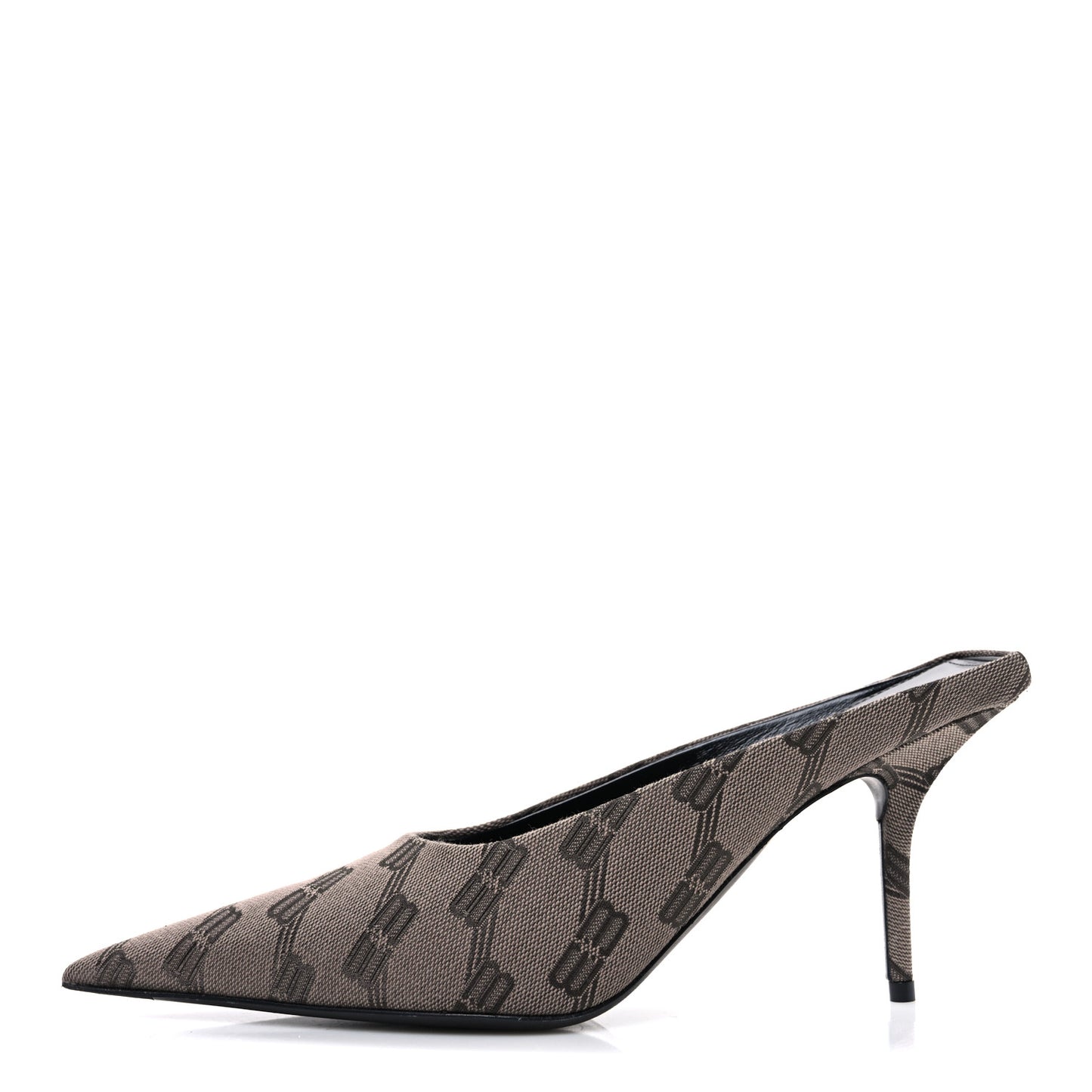 BB Monogram Square Knife 80mm Mule Pumps 38.5 Dark Mink Grey Dark Brown