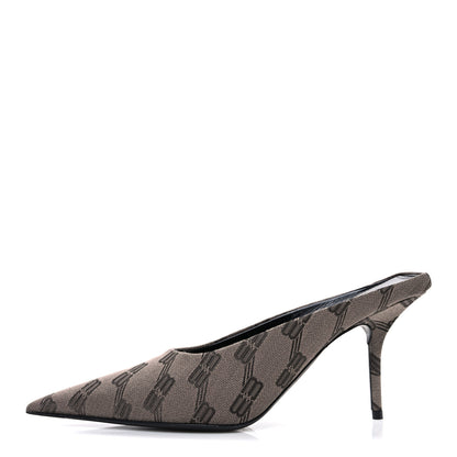 Balenciaga BB Monogram Square Knife 80mm Mule Pumps 38.5 Dark Mink Grey Dark Brown 1 of 12