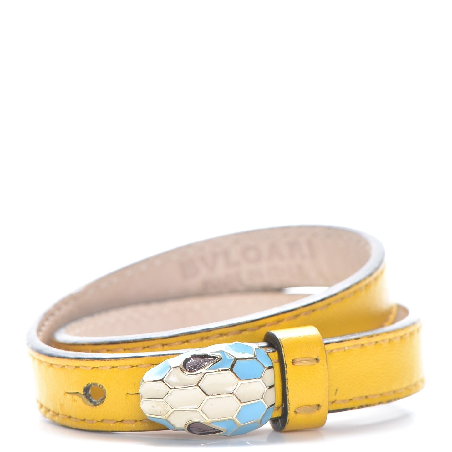 Calfskin Serpenti Forever Double Coil Bracelet M Citrine
