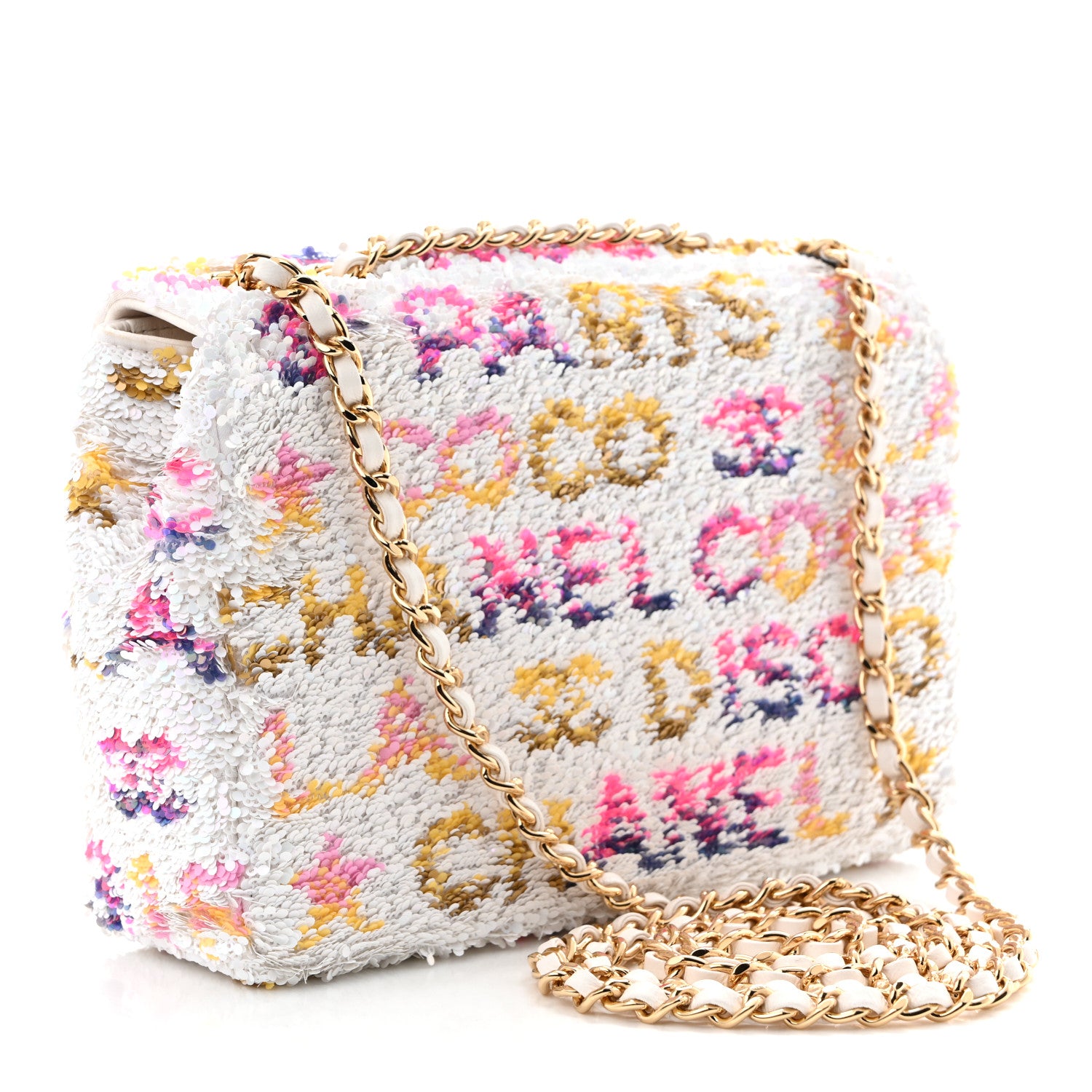 Chanel Sequin Logo CC Small Single Flap White Multicolor 3 of 11