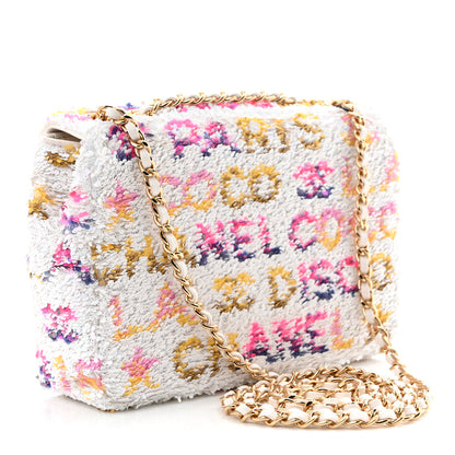 Chanel Sequin Logo CC Small Single Flap White Multicolor 3 of 11