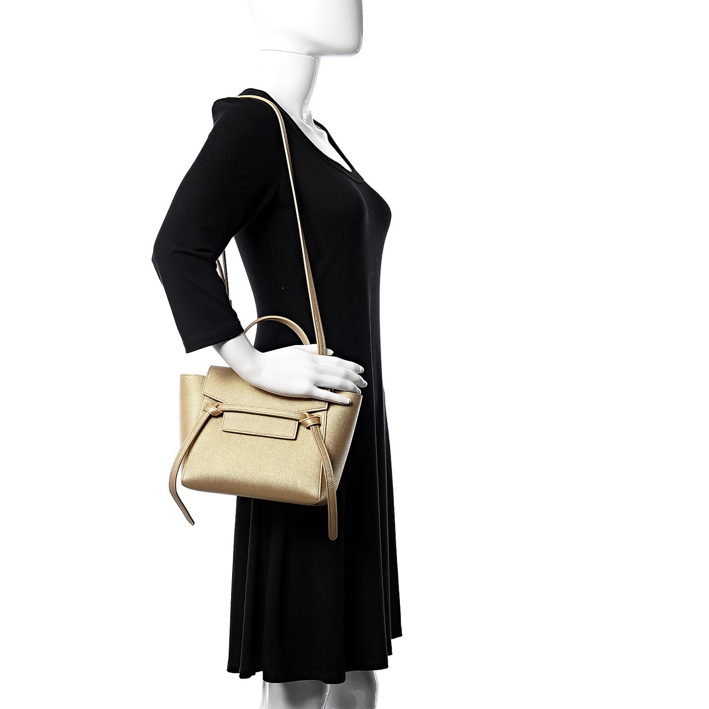 Laminated Calfskin Nano Belt Bag Gold