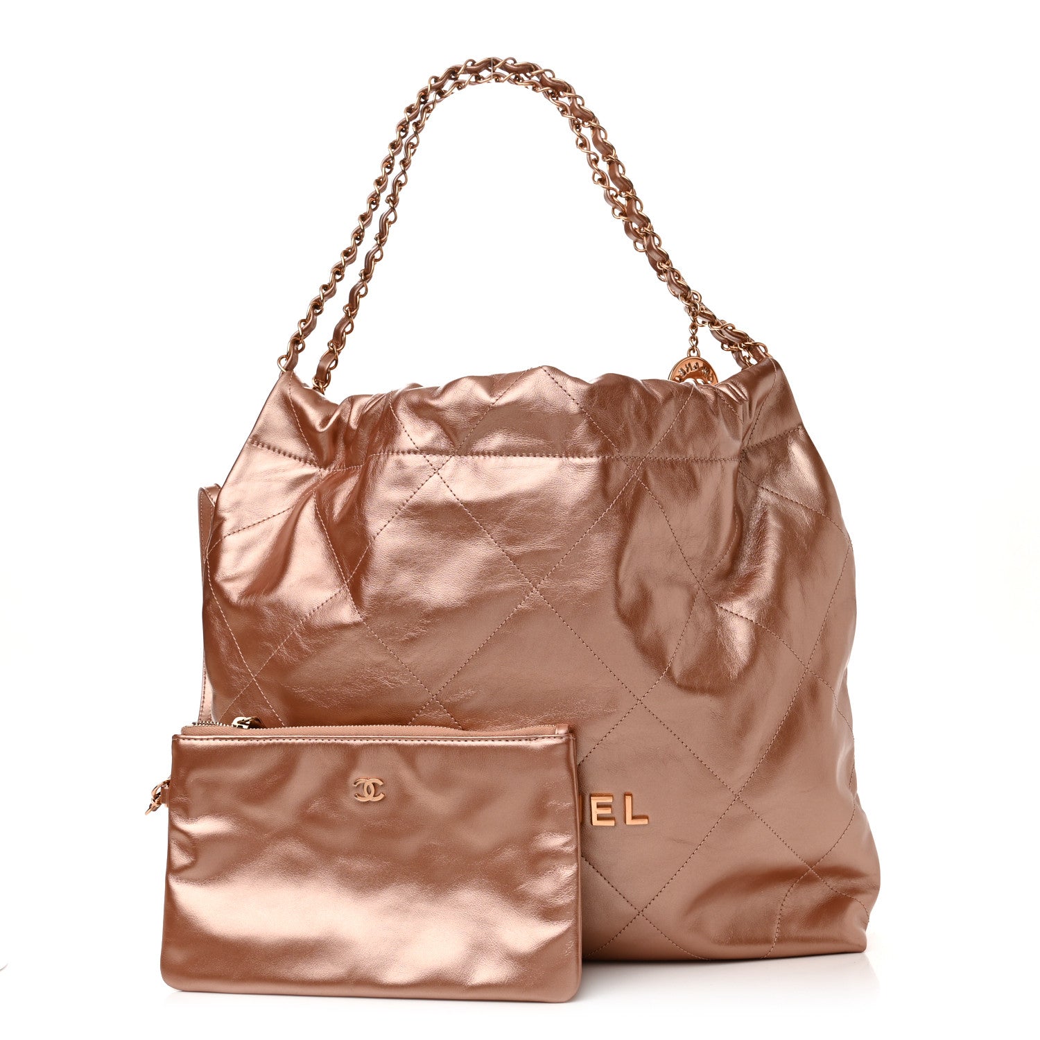 Chanel Metallic Calfskin Quilted Chanel 22 Pink 1 of 11