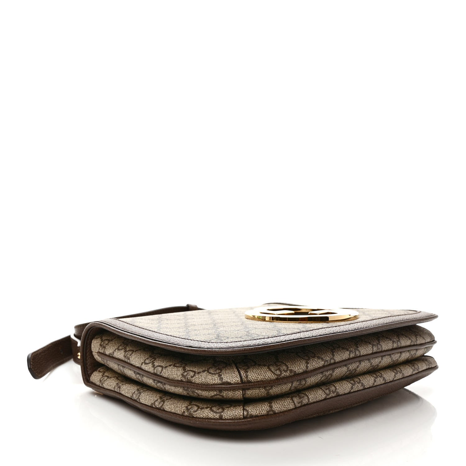 Gucci GG Supreme Monogram Textured Dollar Calfskin Web Medium Blondie Top Handle Shoulder Flap Bag Beige Ebony New Acero 5 of 9