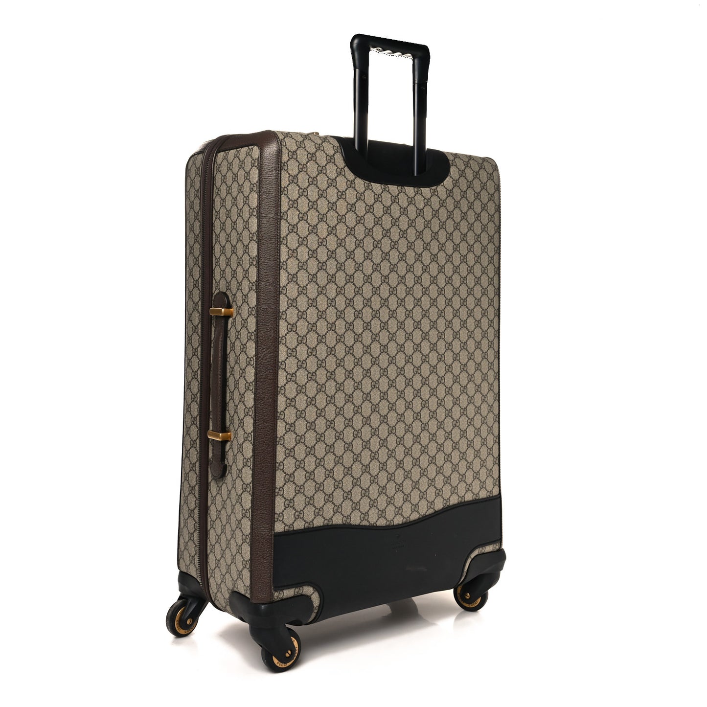 GG Supreme Monogram Textured Dollar Calfskin Web Large Savoy Trolley Suitcase Beige Ebony