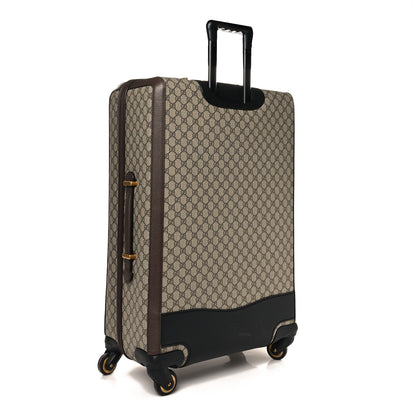 Gucci GG Supreme Monogram Textured Dollar Calfskin Web Large Savoy Trolley Suitcase Beige Ebony 2 of 12