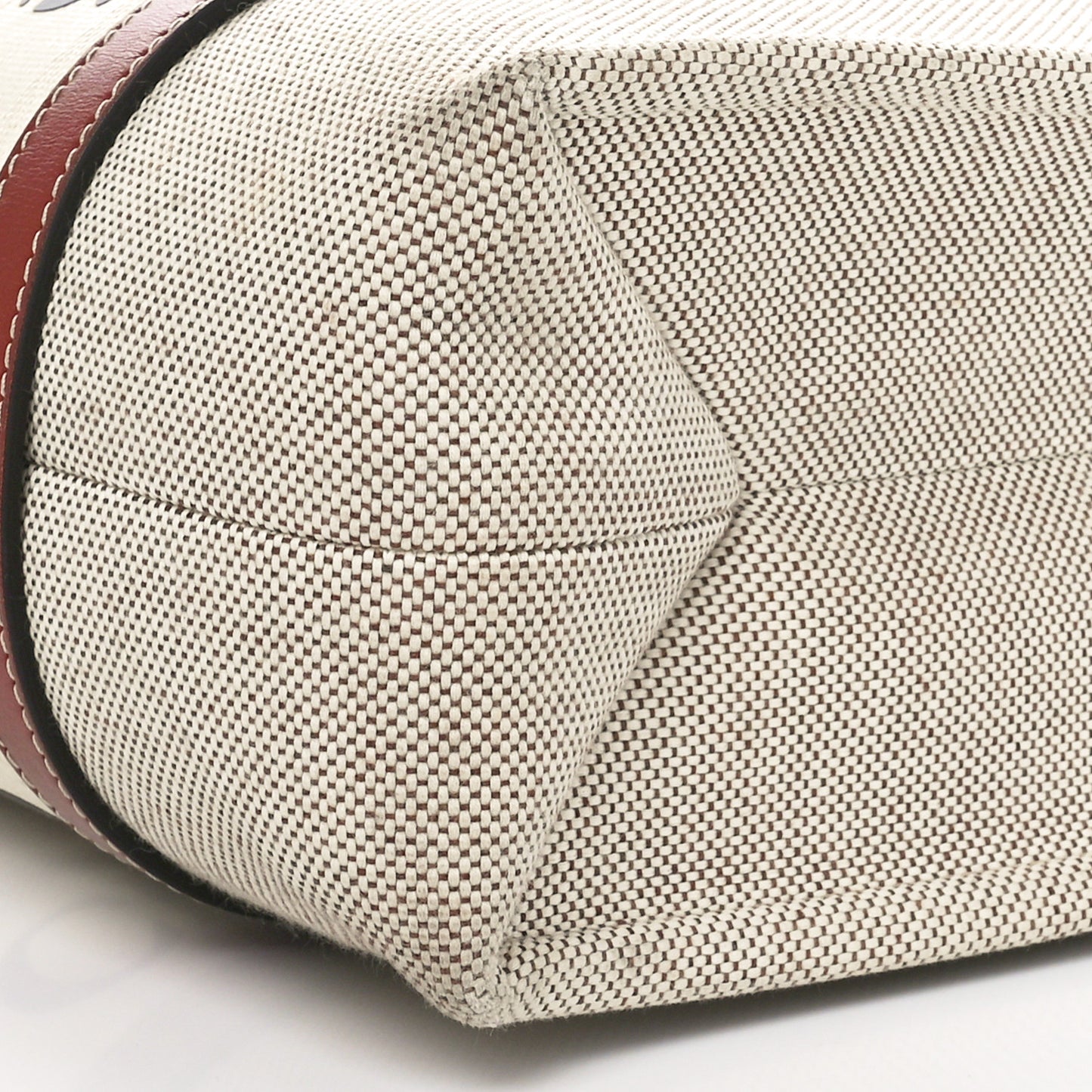 Linen Calfskin Medium Woody Ribbon Tote White Brown
