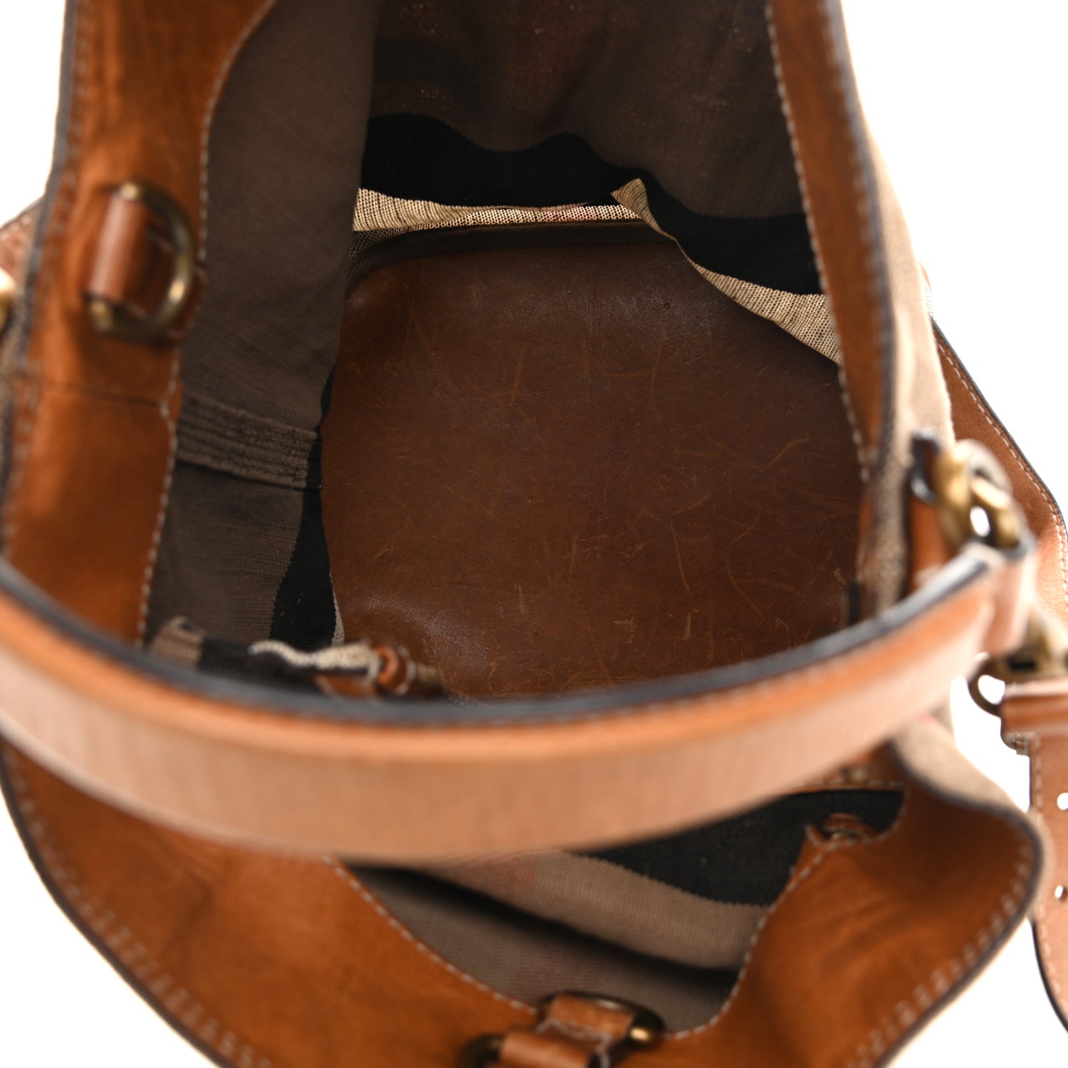 Burberry Canvas Mega Check Medium Ashby Hobo Saddle Brown 5 of 17