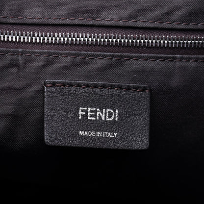Fendi Glazed Fabric Vitello Century FF 1974 Stamp Patch Shopping Tote Mogano Panna Black 6 of 10
