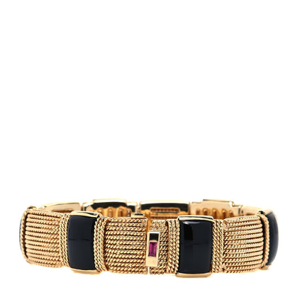 Roberto Coin 18K Yellow Gold Black Onyx Wide Silk Mesh Bracelet 3 of 5