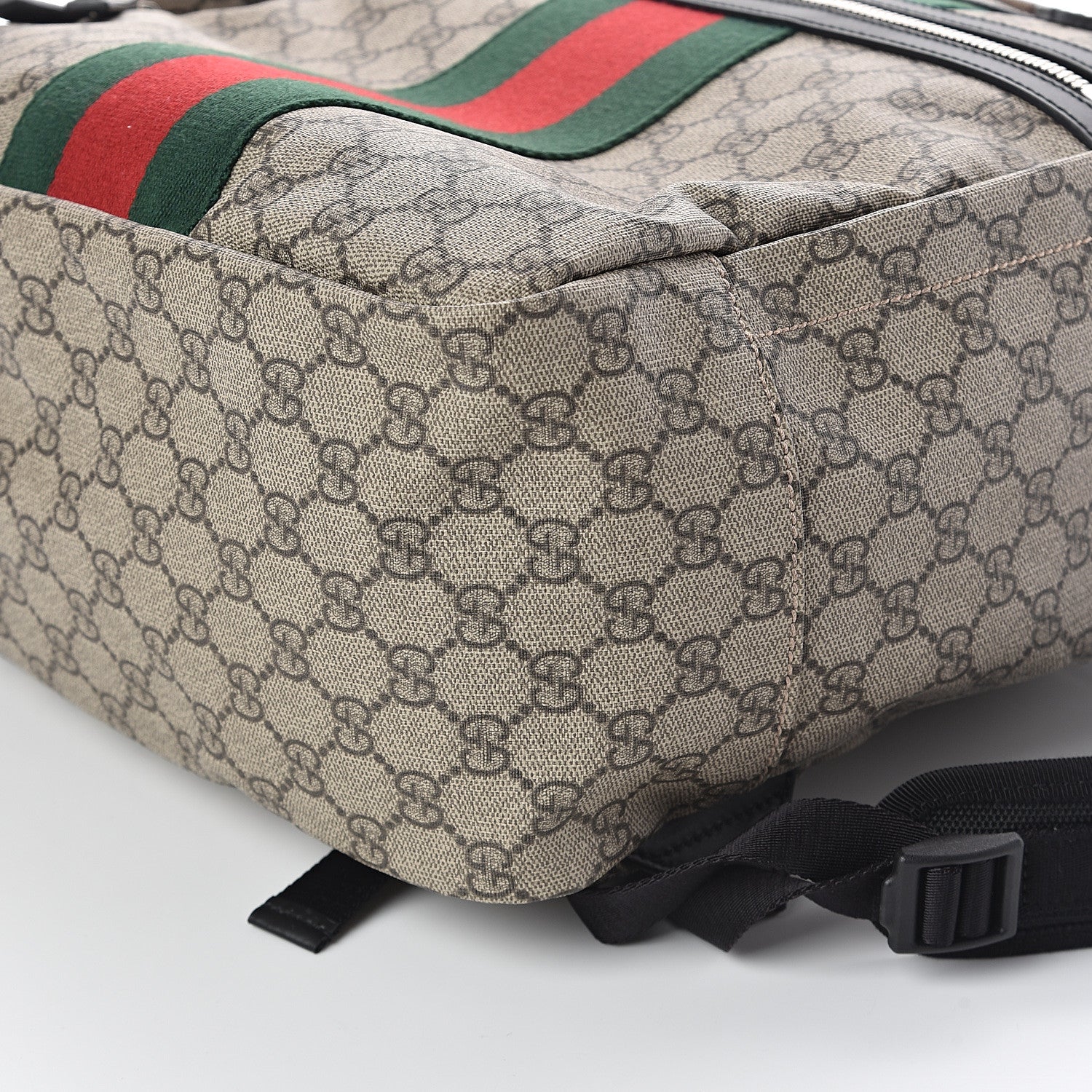 Gucci Soft GG Supreme Monogram Appia Calfskin Web Tote Backpack Beige Ebony Black 9 of 9