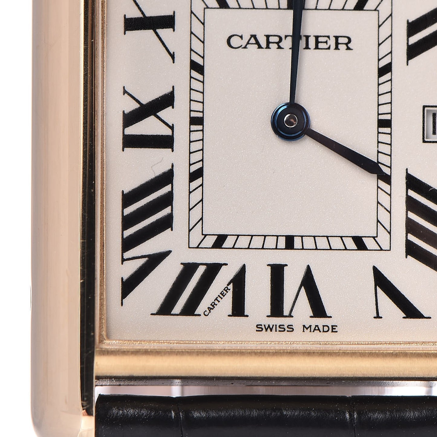18K Yellow Gold Alligator 26mm Tank Louis Quartz Watch