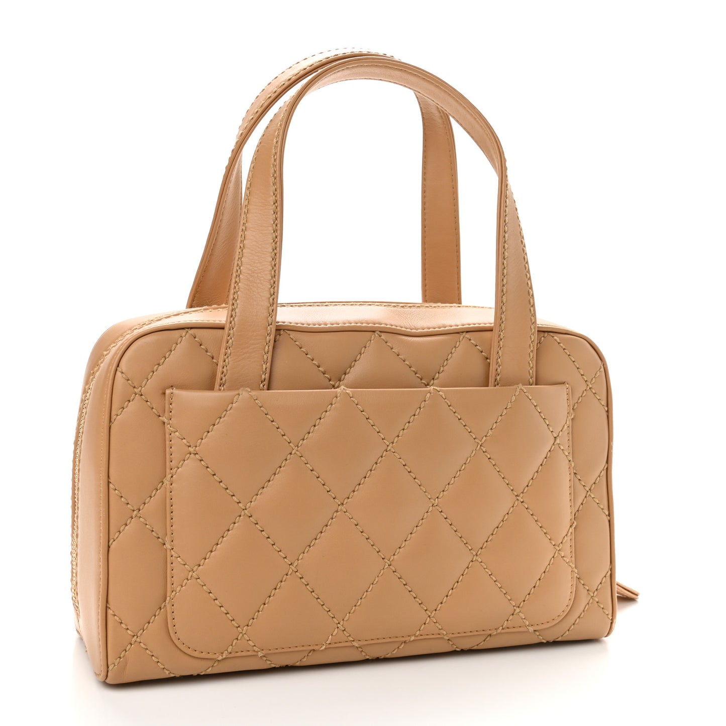 Calfskin Stitch Surpique Bowler Beige