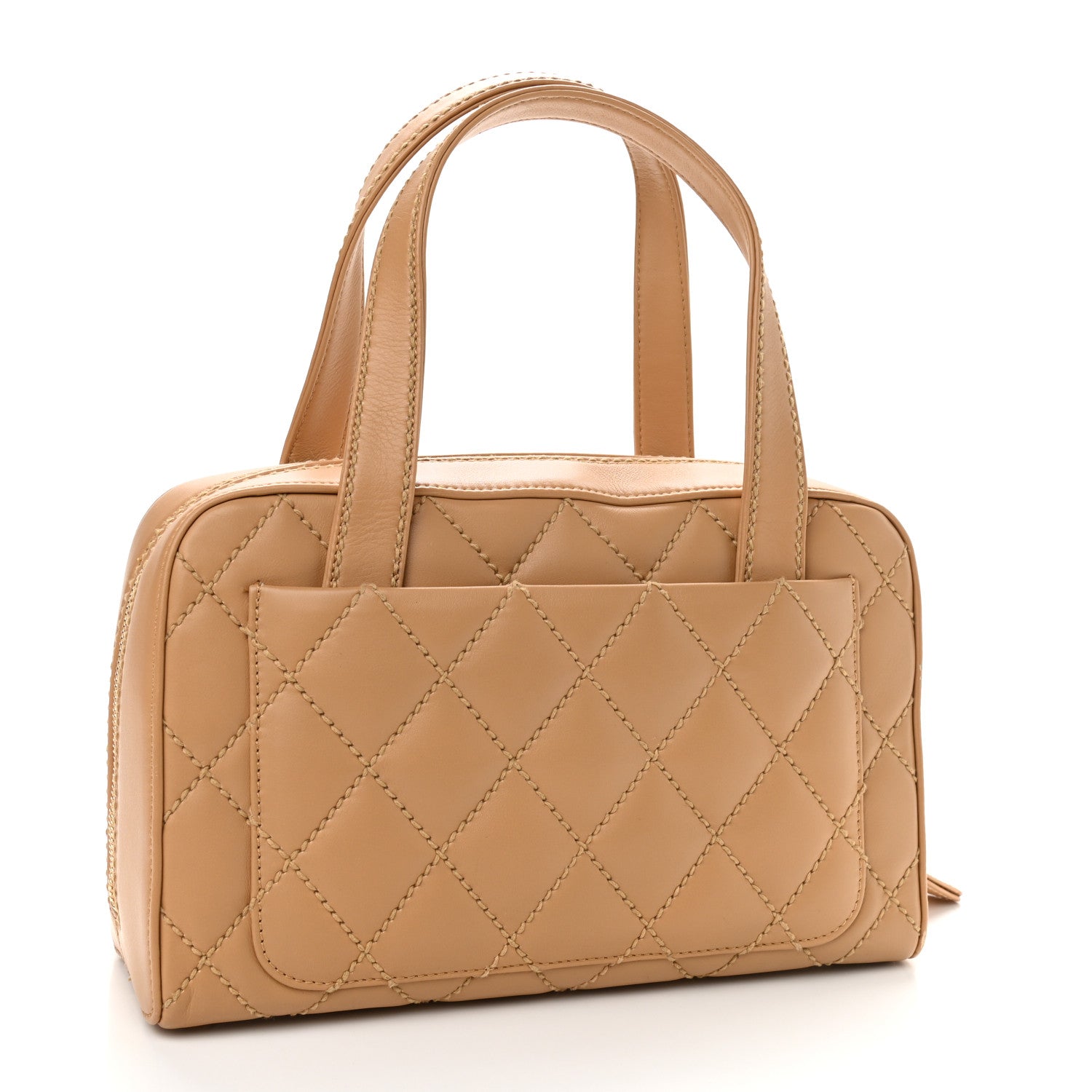 Chanel Calfskin Stitch Surpique Bowler Beige 3 of 10