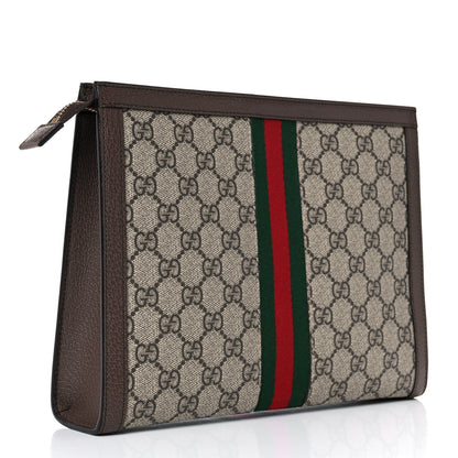 Gucci GG Supreme Monogram Web Ophidia Pouch Brown 3 of 16
